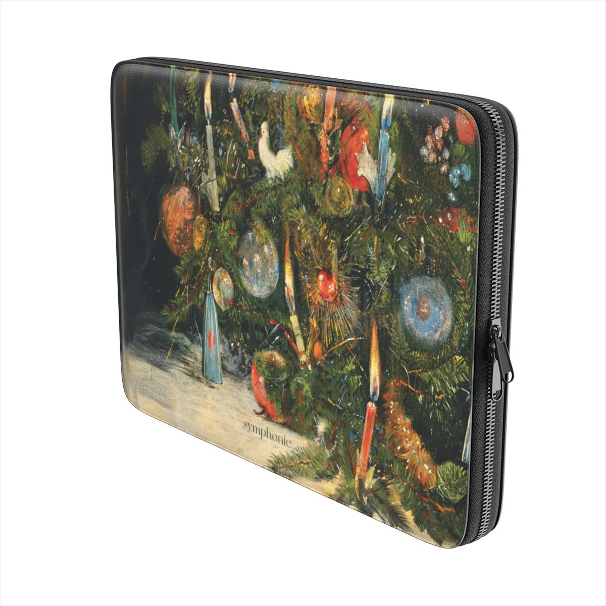 Kalėdų eglė, papuošta girliandomis - Premium kompiuterio dėklas