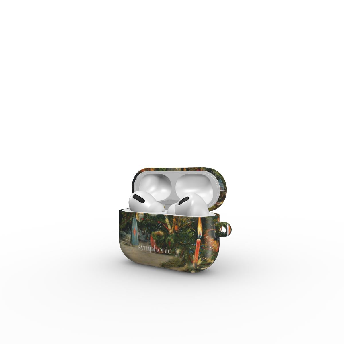 Kalėdų eglė, papuošta girliandomis - AirPods dėklas